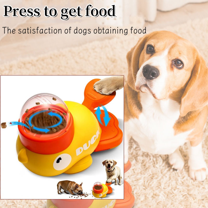 Duck-shaped interactive dog food puzzle feeder