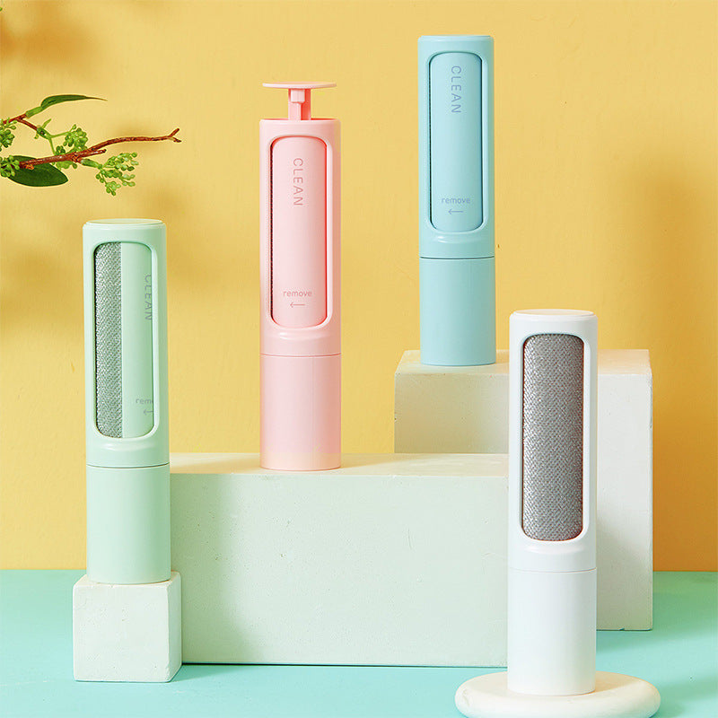Reusable pet-hair remover brushes in green, pink, blue and white