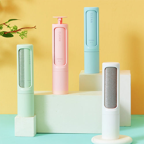 Reusable pet-hair remover brushes in green, pink, blue and white