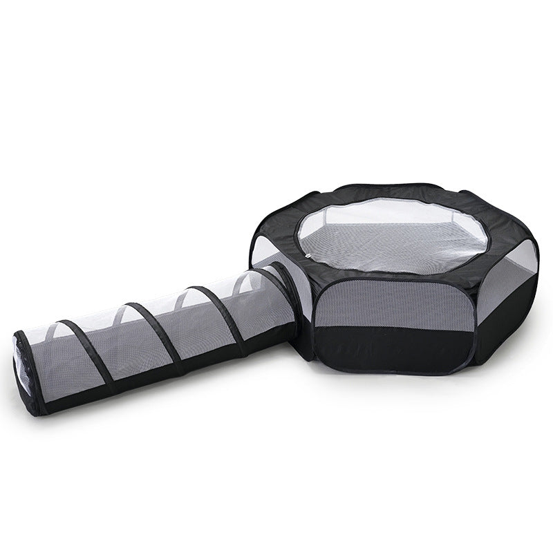Foldable 2-in-1 cat tunnel and circular play bed
