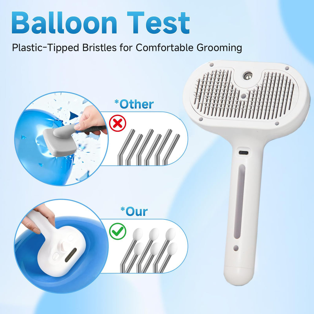 Self-cleaning pet grooming brush with one-touch hair release