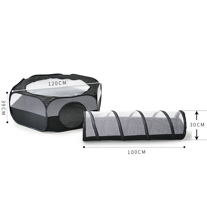 2-in-1 foldable cat tunnel and play bed size dimensions